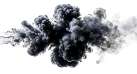 Black cloud of ink explosion for background use isolated PNG with Transparent Background