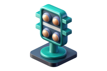 Cute cartoon parking lights icon signal indicator for garage 3d illustration isolated on transparent background