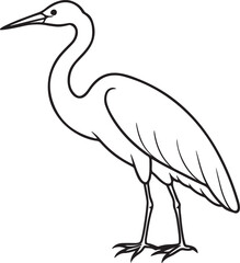 Obraz premium egret line art, coloring book page line art drawing, vector and illustration