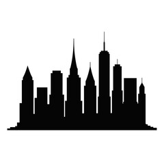 Obraz premium City skyline silhouette in black against white background 