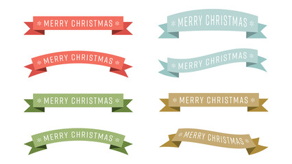 Set of Merry Christmas calligraphy in various ribbon logo isolated