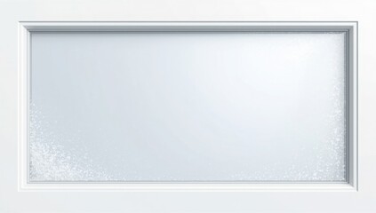 Winter frosty window background. Snow dust texture border. Cold icy glass surface frame.