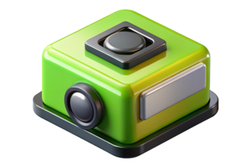 Green fidget cube isometric view detailed render 3d illustration isolated on transparent background