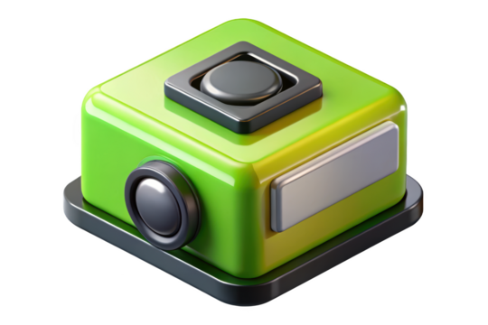 Green fidget cube isometric view detailed render 3d illustration isolated on transparent background