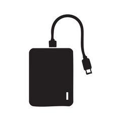 Silhouette of a Portable Hard Drive with USB Cable Offers Convenient and Compact Data Storage Solutions for Modern Tech Users