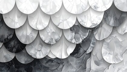 Abstract grayscale pattern of layered, overlapping circles