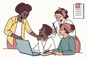 business team working on laptop