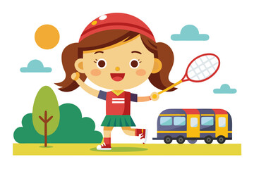 girl with a toy train