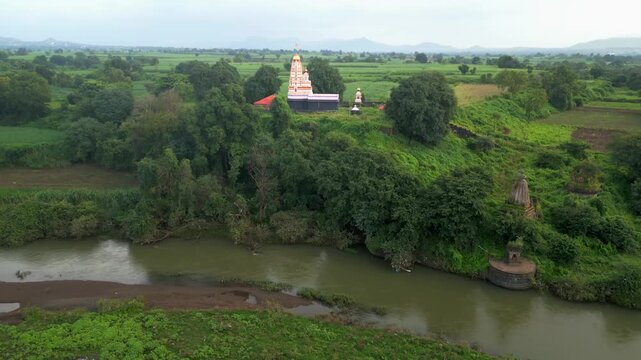 Shri Sangameshwar Temple Sangam Mahuli in satara drone view