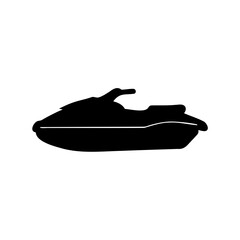 Black silhouette of a jet ski on a white background, ready for summer