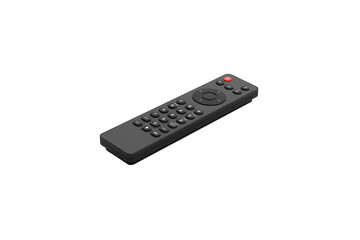 Sleek black remote control with red power button offers seamless connectivity and convenience for modern entertainment systems, effortless control