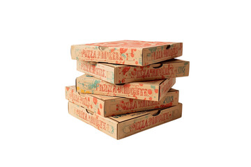 Stack of pizza boxes, ready for delivery and satisfying late-night cravings, perfect for fast food chains and delivery services, meal deals and pizza night