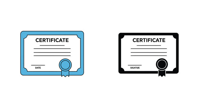 Two certificate icons one in color and one in monochrome style - Powered by Adobe