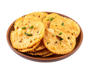 Indian mathri crispy snack for Diwali Holi Raksha Bandhan festive celebrations isolated on transparent background