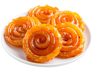 Indian jalebi sweet dessert for Diwali Holi Eid and festive celebrations isolated on transparent background