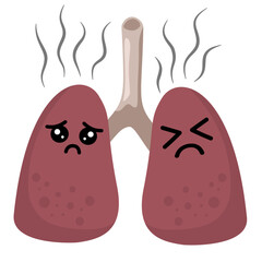 Illustration of Unhealthy Lungs with Smoke