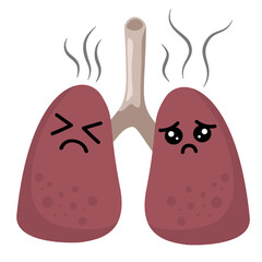 Illustration of Unhealthy Lungs with Smoke