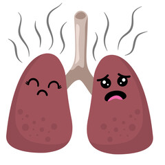 Illustration of Unhealthy Lungs with Smoke