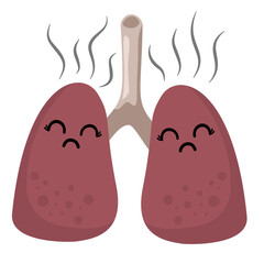 Illustration of Unhealthy Lungs with Smoke