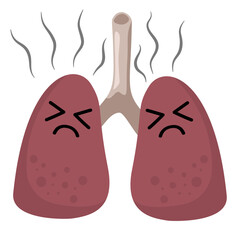 Illustration of Unhealthy Lungs with Smoke