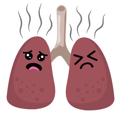 Illustration of Unhealthy Lungs with Smoke