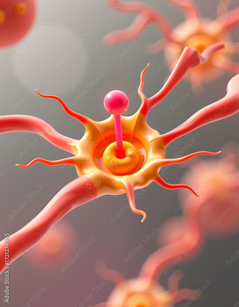 Poster microscopic view of a complex neuron cell structure