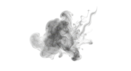Realistic Dark Gray Smoke, Mist, or Fog Effect Isolated on White Background for Overlay Design
