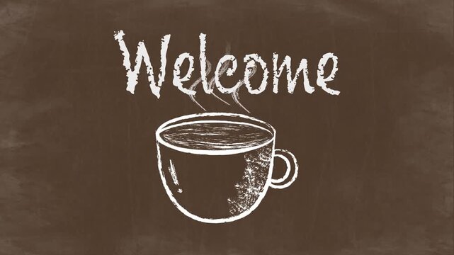 Handwritten Welcome Animation - Coffee Shop Chalkboard Vibes Brown