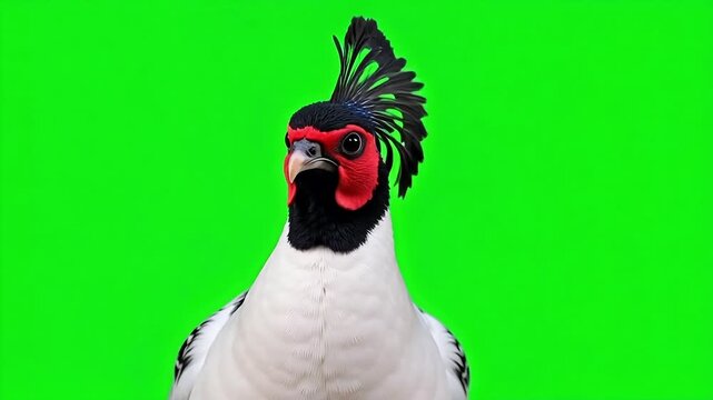 Mesmerizing video of a vibrant Palawan peacock-pheasant, showcasing its captivating plumage and unique gaze against a green screen background