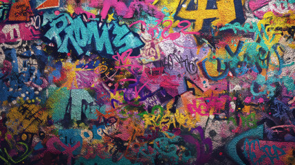 Obraz premium Graffiti wall abstract background with colorful spray paint texture, artistic pop art style backdrop