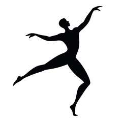 Dancer Silhouette Vector Illustration,  Elegant Dance Pose Icon On White Background