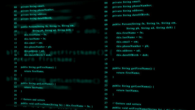 Symmetrical Green Code on a Dark Blurred Background with Cyan Highlights programming software