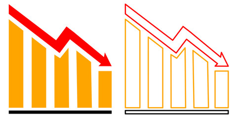 Ascending and descending graph set. Vector  illustration. 