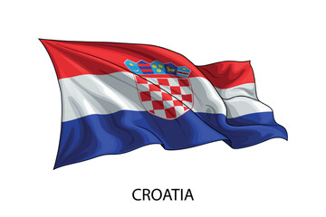 Croatia national flag waving in the wind illustration