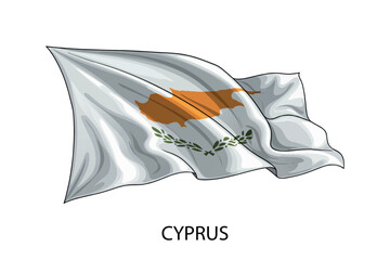Cyprus national flag waving in the wind illustration