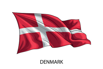 Denmark national flag waving in the wind illustration