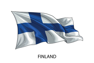Finland national flag waving in the wind illustration