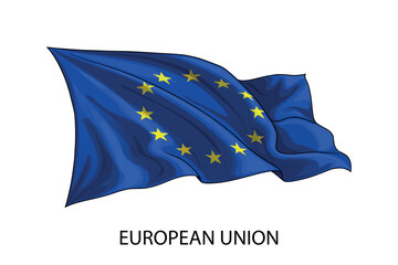 European Union national flag waving in the wind illustration