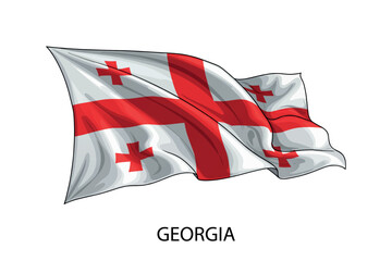 Georgia national flag waving in the wind illustration