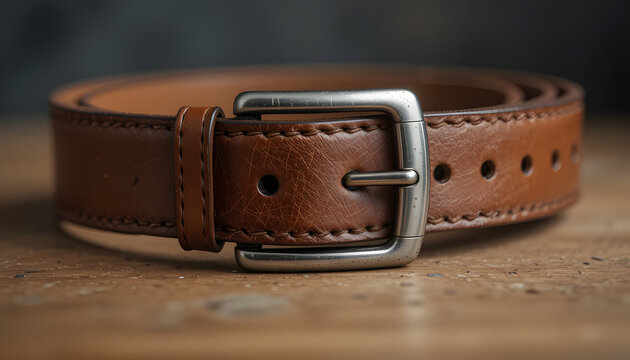 Black and brown leather belts with buckles on