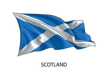 Scotland national flag waving in the wind illustration