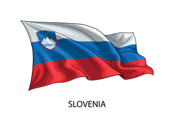 Slovenia national flag waving in the wind illustration