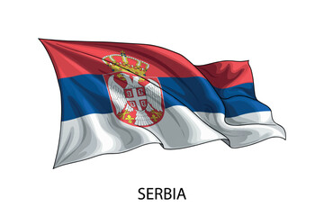 Serbia national flag waving in the wind illustration
