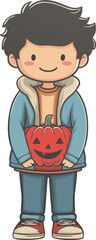 Halloween Trick Or Treat Boy With Bag Illustration