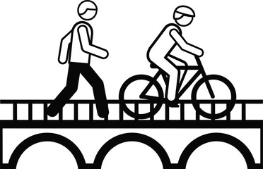 Pedestrian and cyclist bridge icon vector design illustration