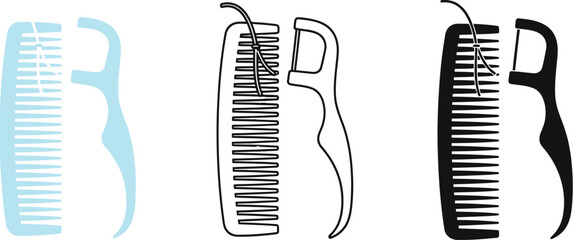 Dental floss pick and hair comb vector illustration design