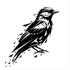 Geometric Bird Abstract Black and White Bird Illustration