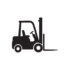Simple Silhouette of a Forklift Truck Transport Industry and Logistics Equipment Ready to Lift and Move Heavy Objects in Warehouse