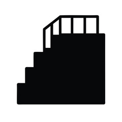 Simple black silhouette drawing of a staircase with a handrail on top