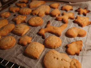 Christmas gingerbread homemade cookies in the oven